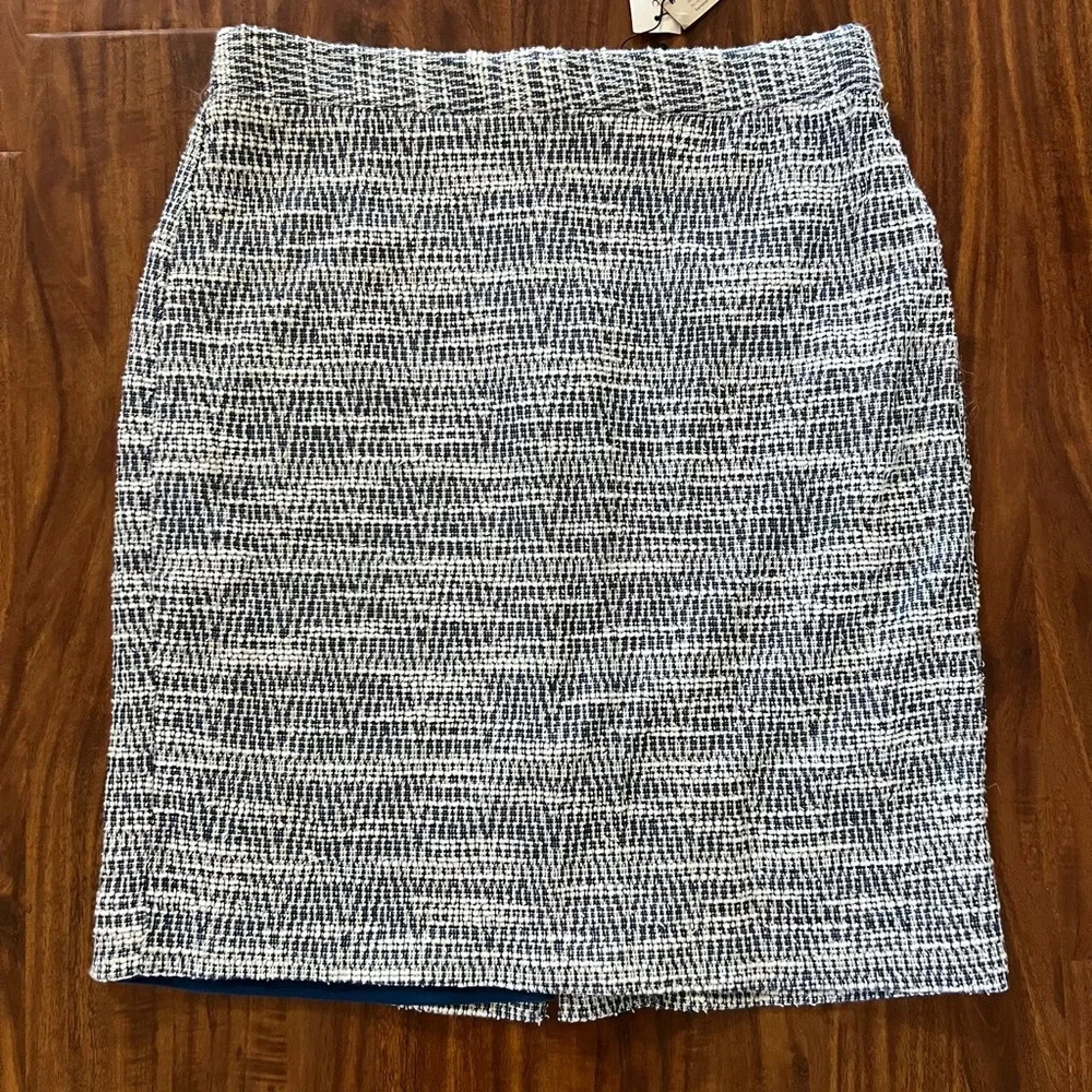 NWT Banana Republic Blue Lined Tweed Pencil Skirt Womens size 6 petite